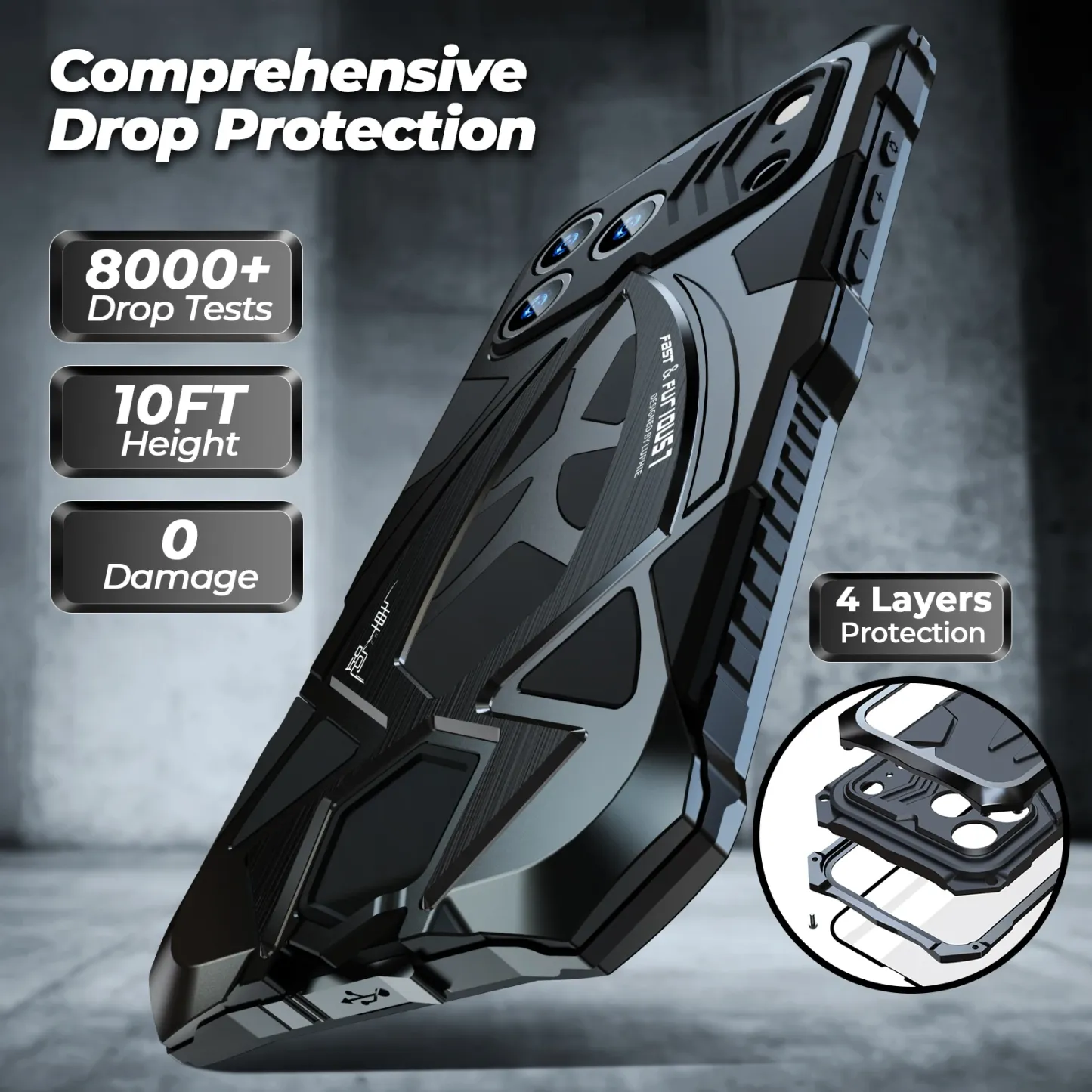 Military Grade Metal Case for iPhone 17 Pro Max 16e 16 Rugged Phone Cover Shockproof Armor Shell Silicon Fundas