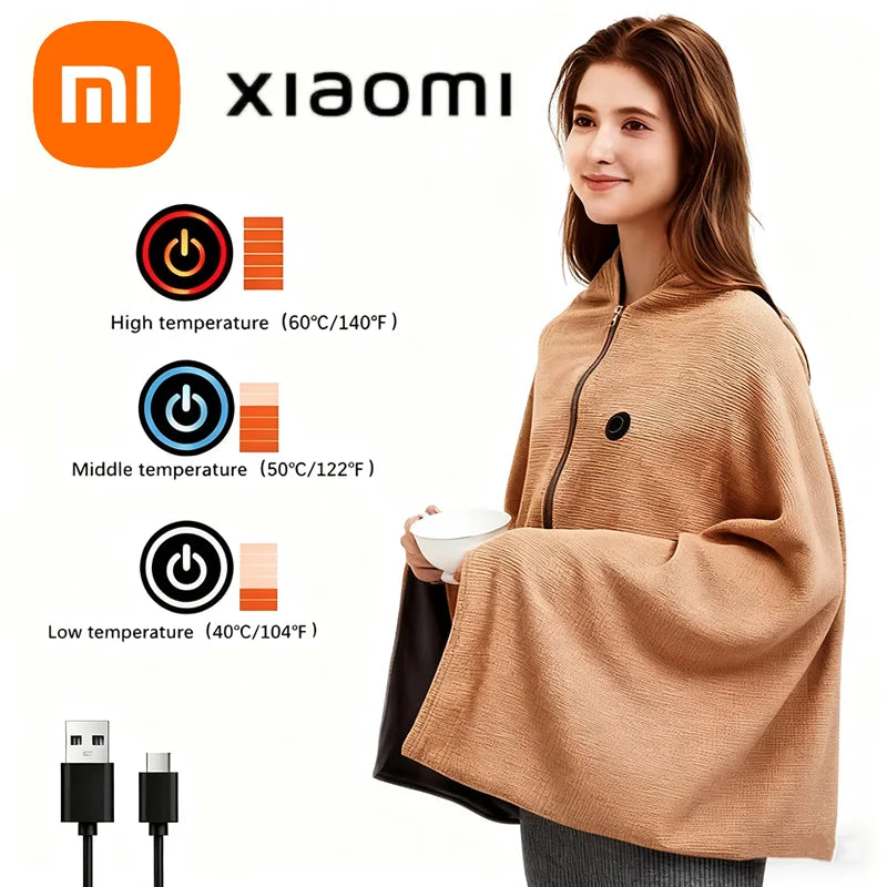 USB Electric Blanket Xiaomi Winter Portable Warm Blanket Washable Shoulder and Knee Fast Heating Home Camping-ShoptAI