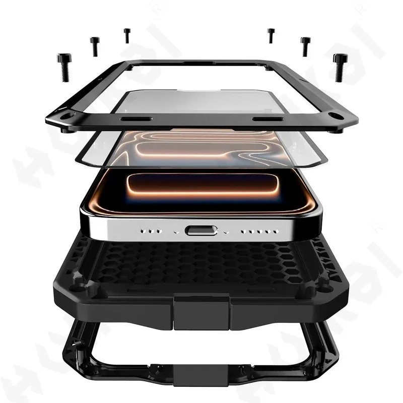 Heavy Duty Case for iPhone 17 Pro Max 16 15 14 Metal Armour Cover 360 Full Body Shockproof Protective Outdoor