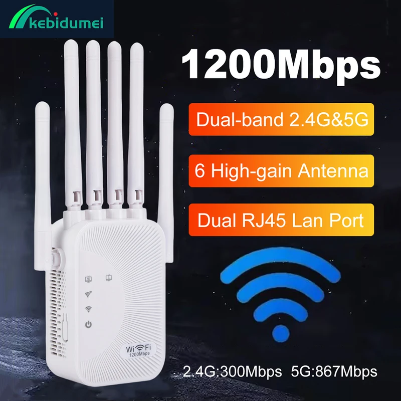 1200/300Mbps Wifi Repeater Amplifier 2.4G 5G Network Expander Range Extender WiFi Signal Booster Wireless Router-ShoptAI