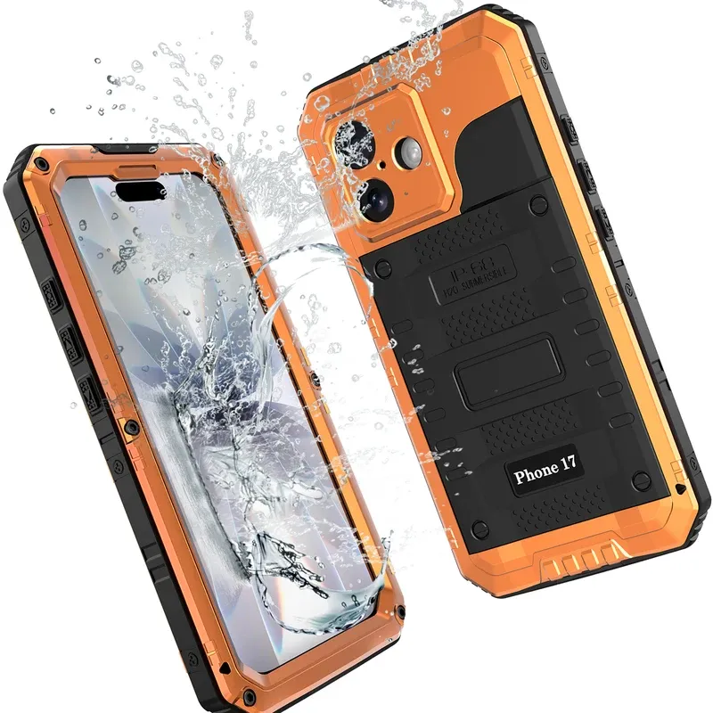 IP68 Waterproof Case for iPhone 17 Pro Max 17 Pro 17 Air Heavy Duty Shockproof Metal Cover Glass Screen Protector