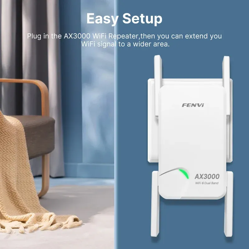 3000Mbps WiFi 6 Repeater AX3000 Signal Booster 5G 2.4G 802.11ac Gigabit Long Range WiFi Extender Amplifier