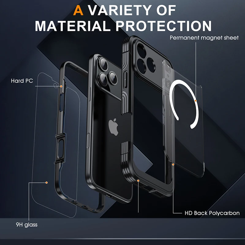 Magnetic MagSafe Case for iPhone 17 Pro Max Air Wireless Charging Back Cover 360 °   Fully Protected Double-sided Transparent