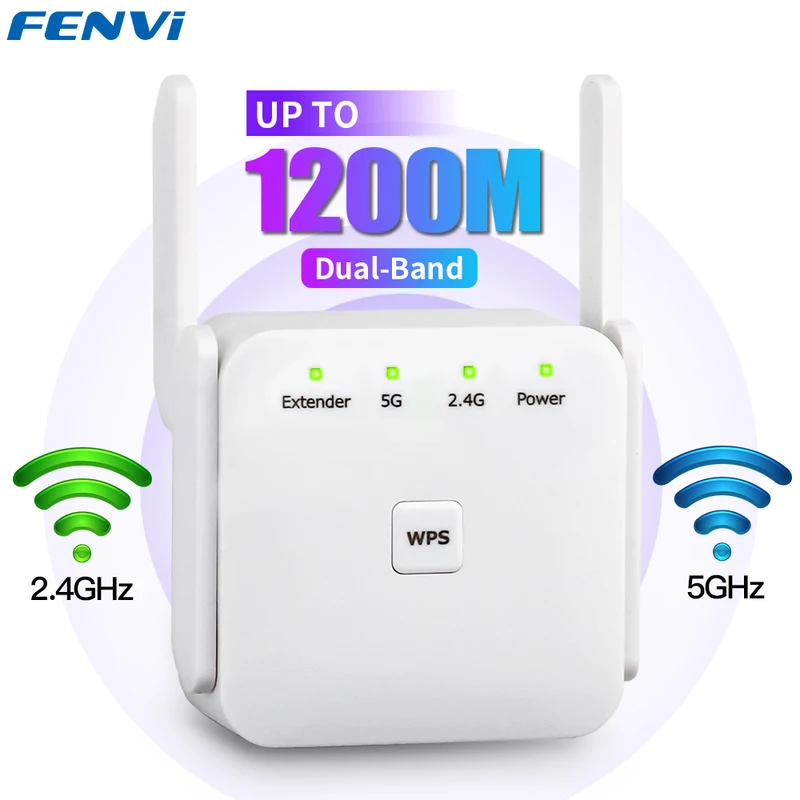 1200Mbps 5G WiFi Repeater AC1200 Wi-Fi Extender Amplifier 2.4G Wi-Fi Signal Booster Long Range Network