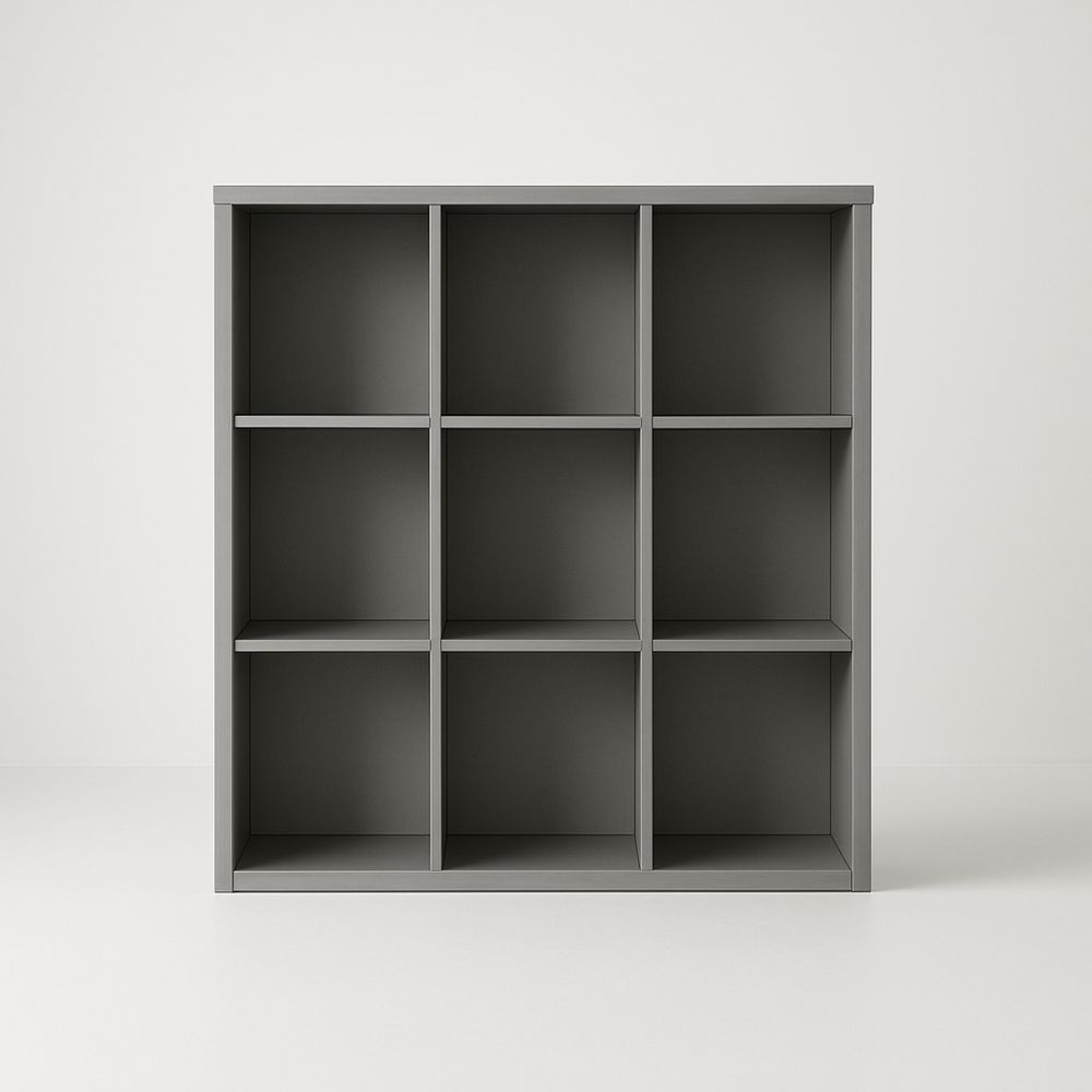 Scaffale a Cubo in Legno Composito Grigio con 9 Scomparti