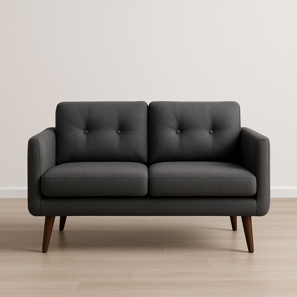 Divano Due Posti Tessuto Poliestere Grigio 150cm