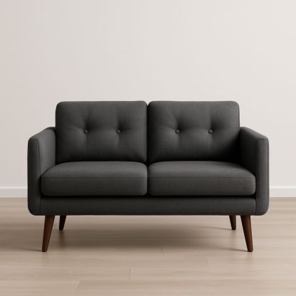 Divano Due Posti Tessuto Poliestere Grigio 150cm