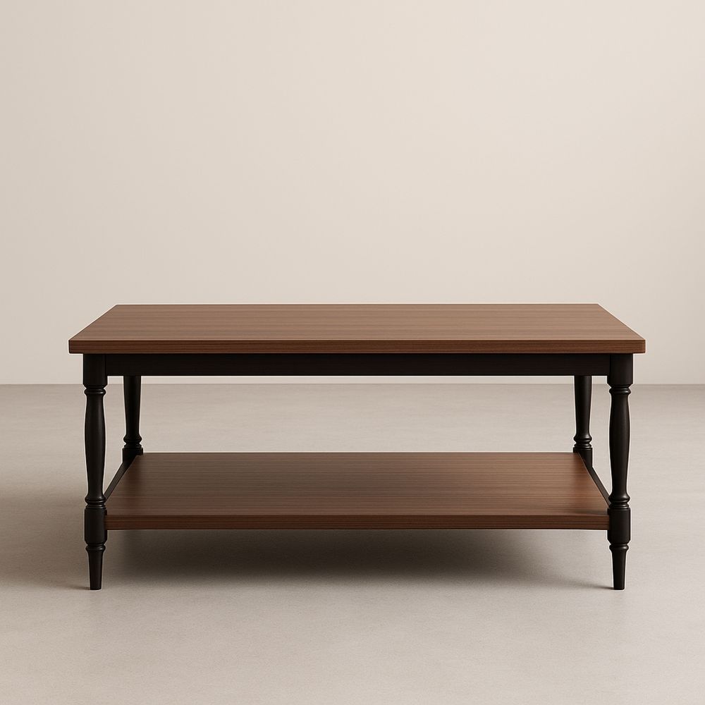 Tavolino da caffè rettangolare in legno MDF marrone e nero