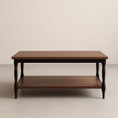 Tavolino da caffè rettangolare in legno MDF marrone e nero