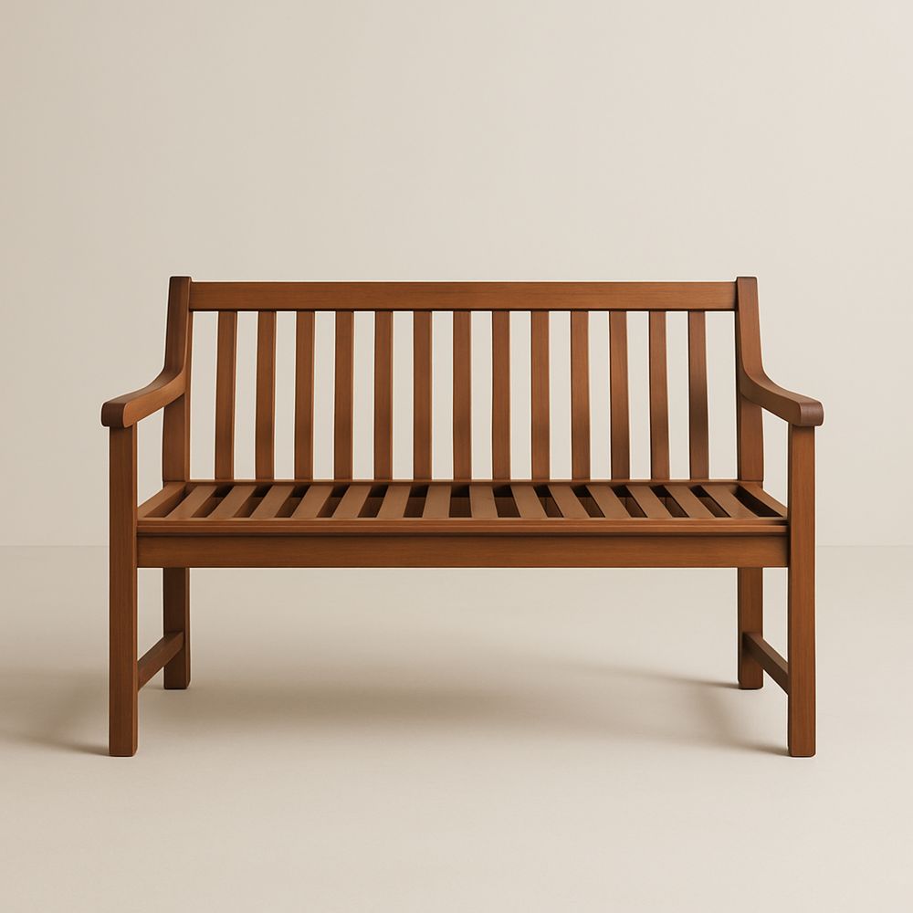 Panca da Giardino in Legno Massello Marrone