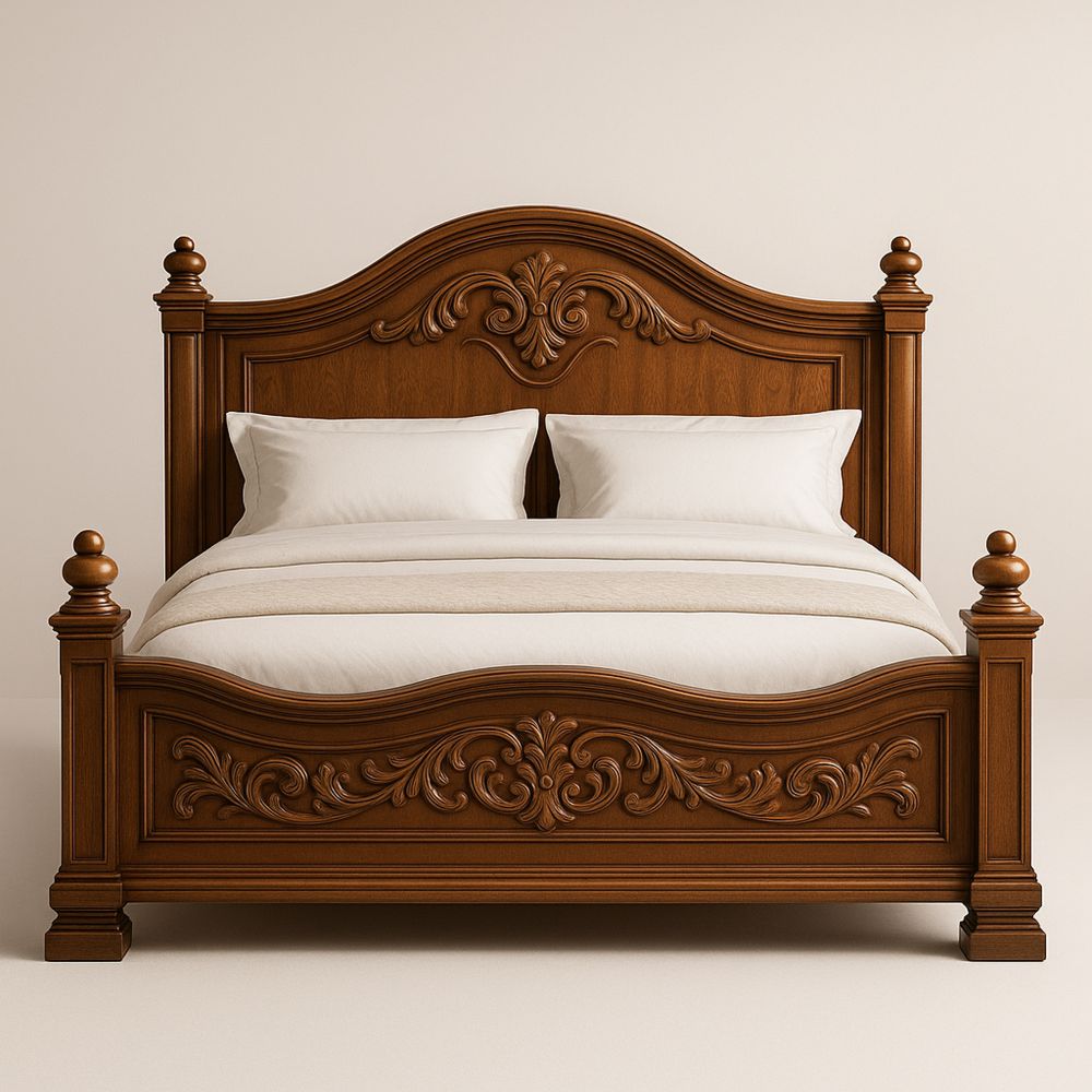 Letto Matrimoniale Classico in Legno Massello 200x160 cm