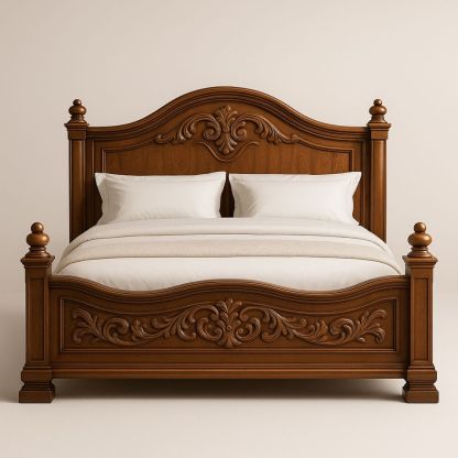 Letto Matrimoniale Classico in Legno Massello 200x160 cm