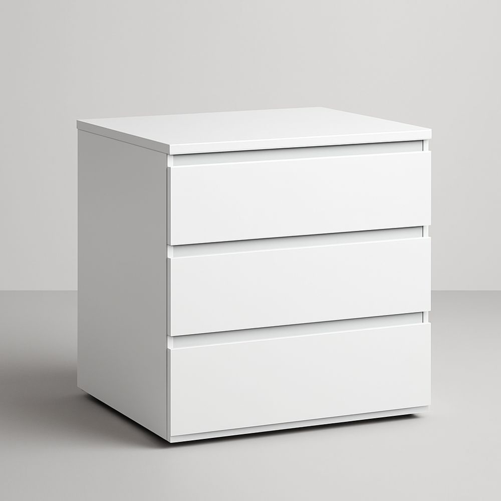 Comodino Bianco a 3 Cassetti