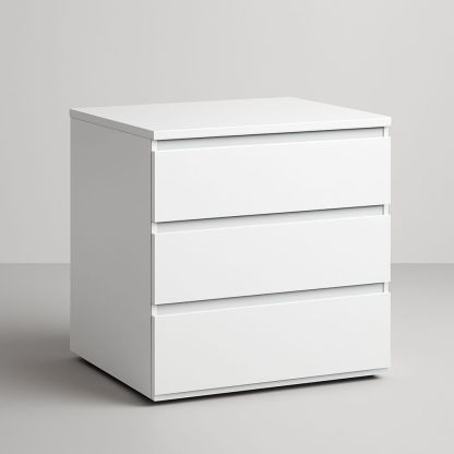 Comodino Bianco a 3 Cassetti