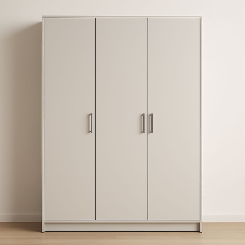 Armadio a tre ante in MDF grigio chiaro 180x60x200 cm