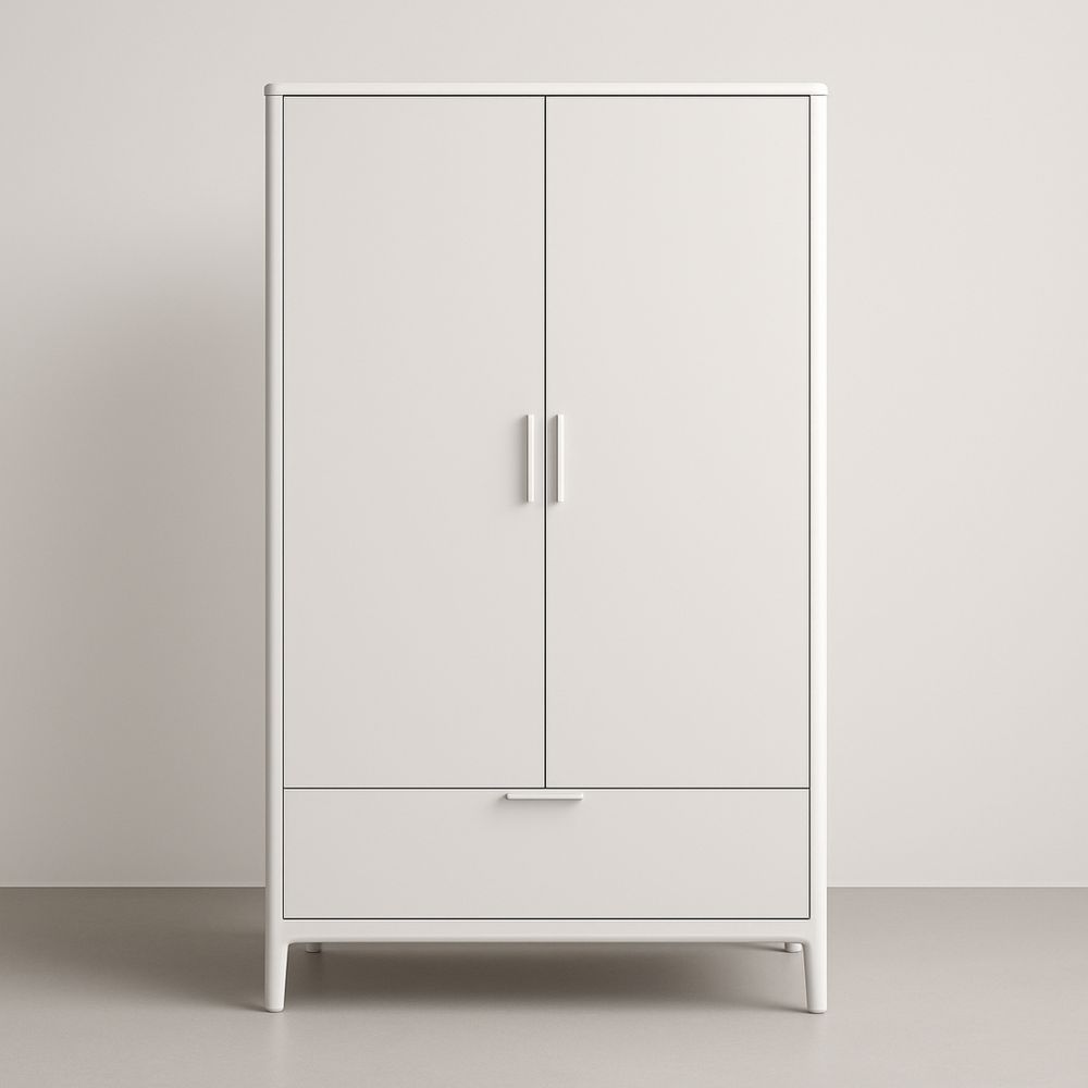 Armadio a due ante in legno bianco 180x80x50 cm