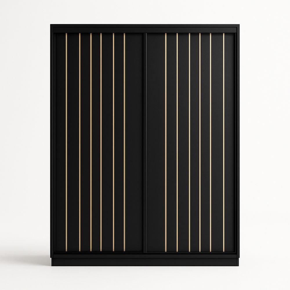Armadio in legno con ante scorrevoli nero e oro 200*180cm