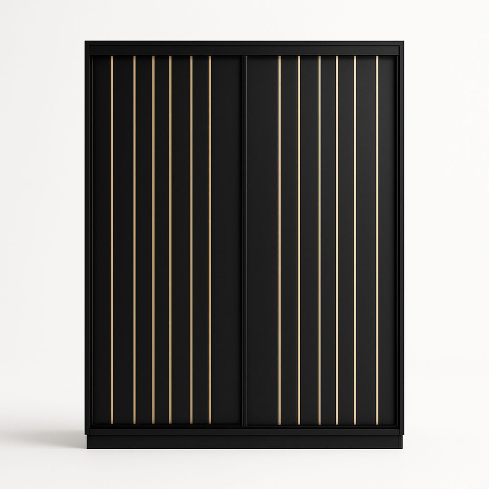 Armadio in legno con ante scorrevoli nero e oro 200*180cm