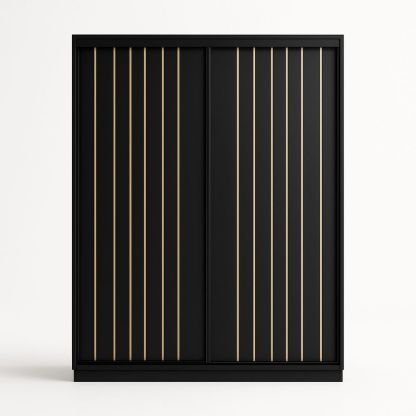 Armadio in legno con ante scorrevoli nero e oro 200*180cm