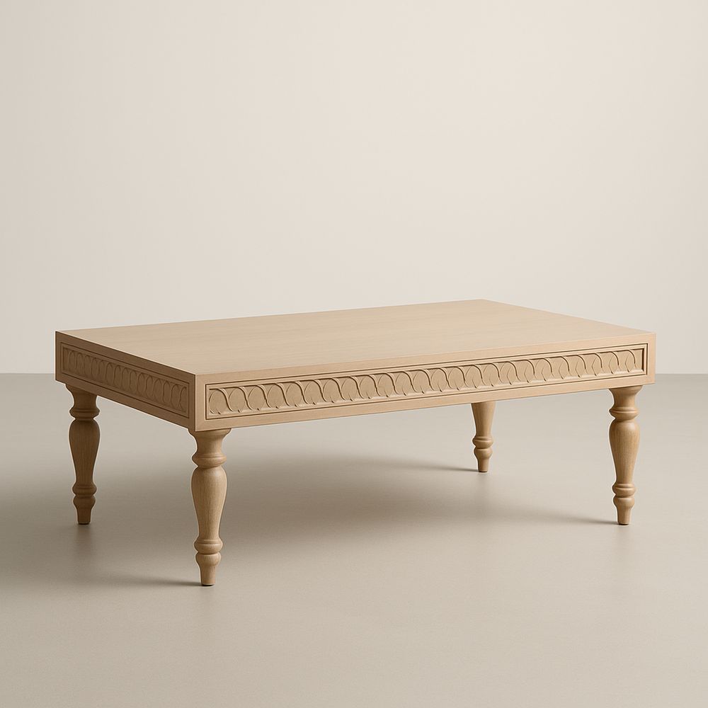 Tavolino da caffè in legno rettangolare beige 120x60x40 cm