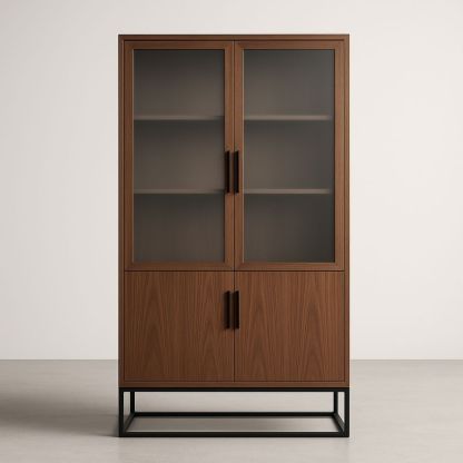 Vetrina a due ante in legno e vetro temperato 200x100x40 cm