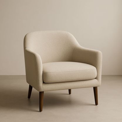 Poltrona in tessuto con gambe in legno massello