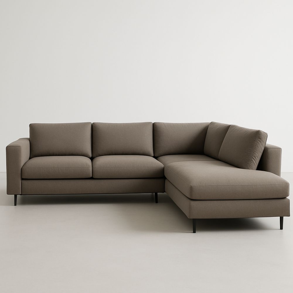 Divano angolare in tessuto marrone