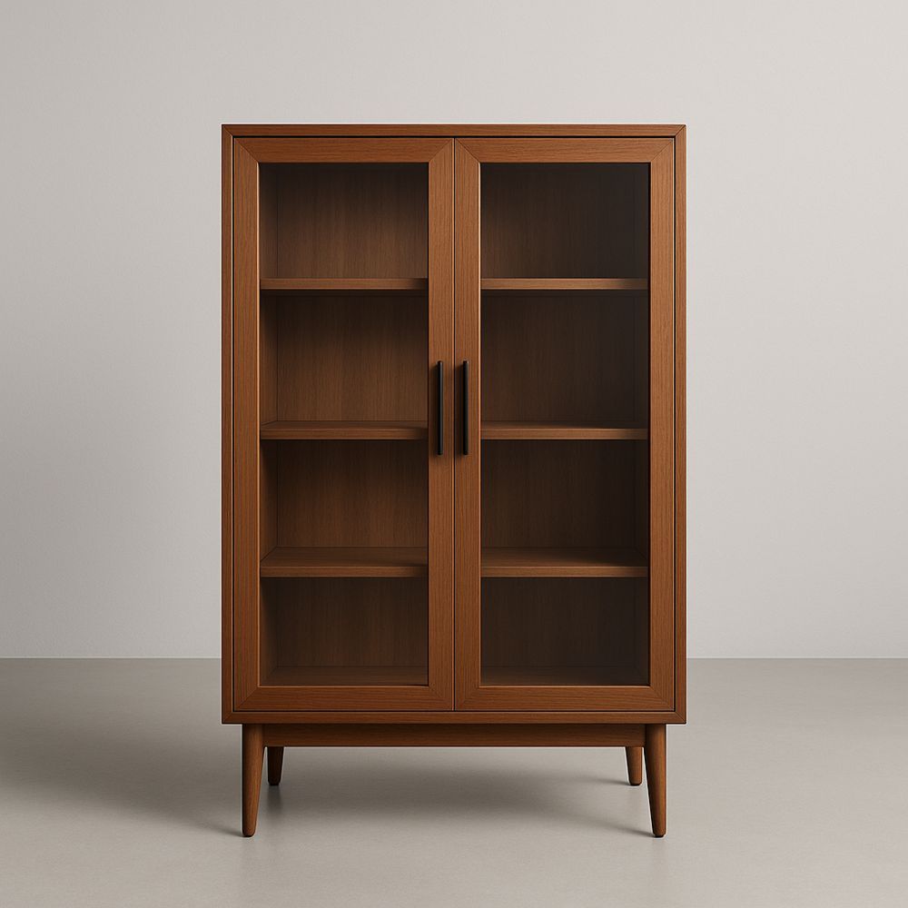 Vetrina in legno noce con vetro temperato 140x90x40 cm