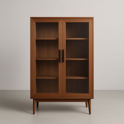 Vetrina in legno noce con vetro temperato 140x90x40 cm