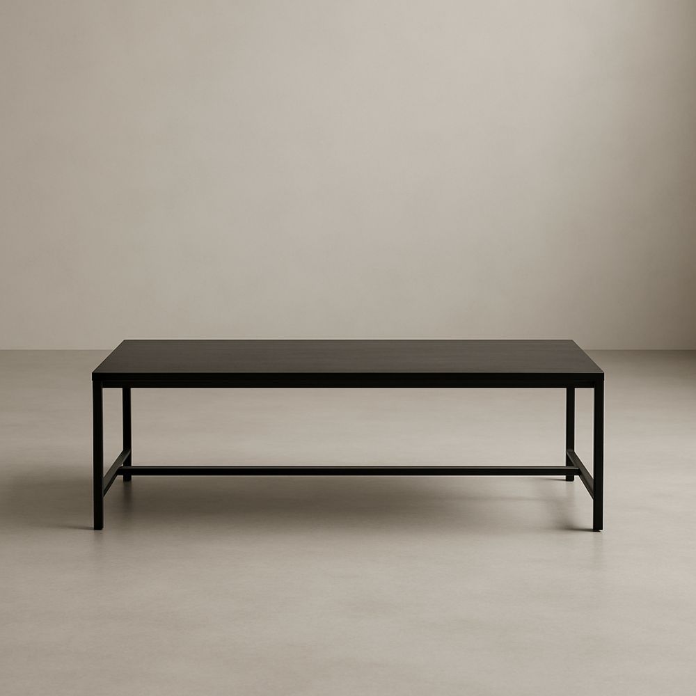 Tavolino rettangolare in legno e metallo nero 120x60x45 cm