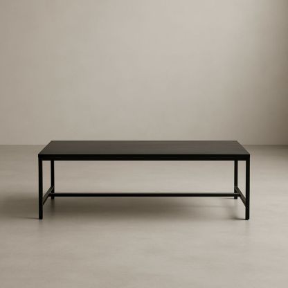 Tavolino rettangolare in legno e metallo nero 120x60x45 cm