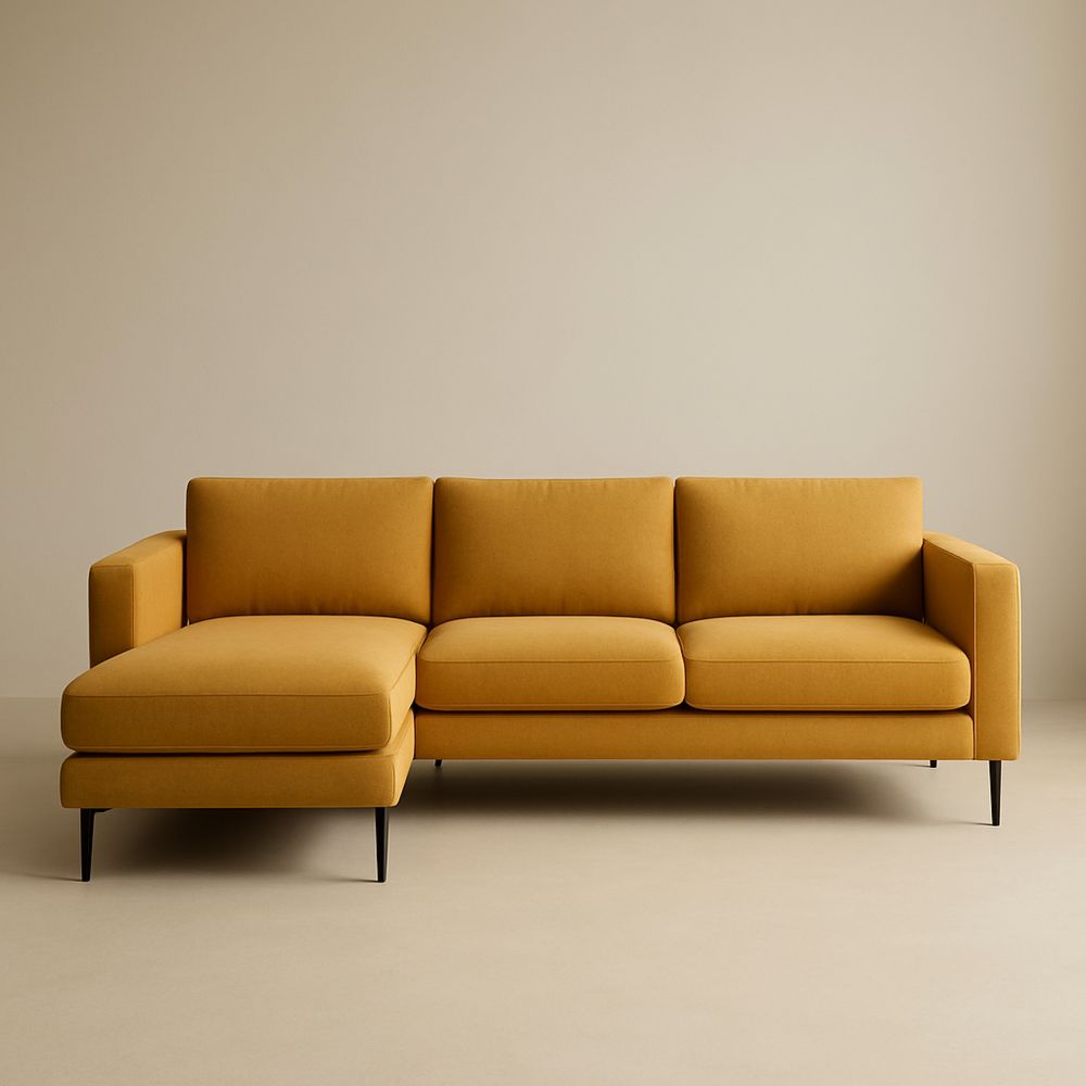 Divano angolare in tessuto poliestere giallo 270x160x85 cm