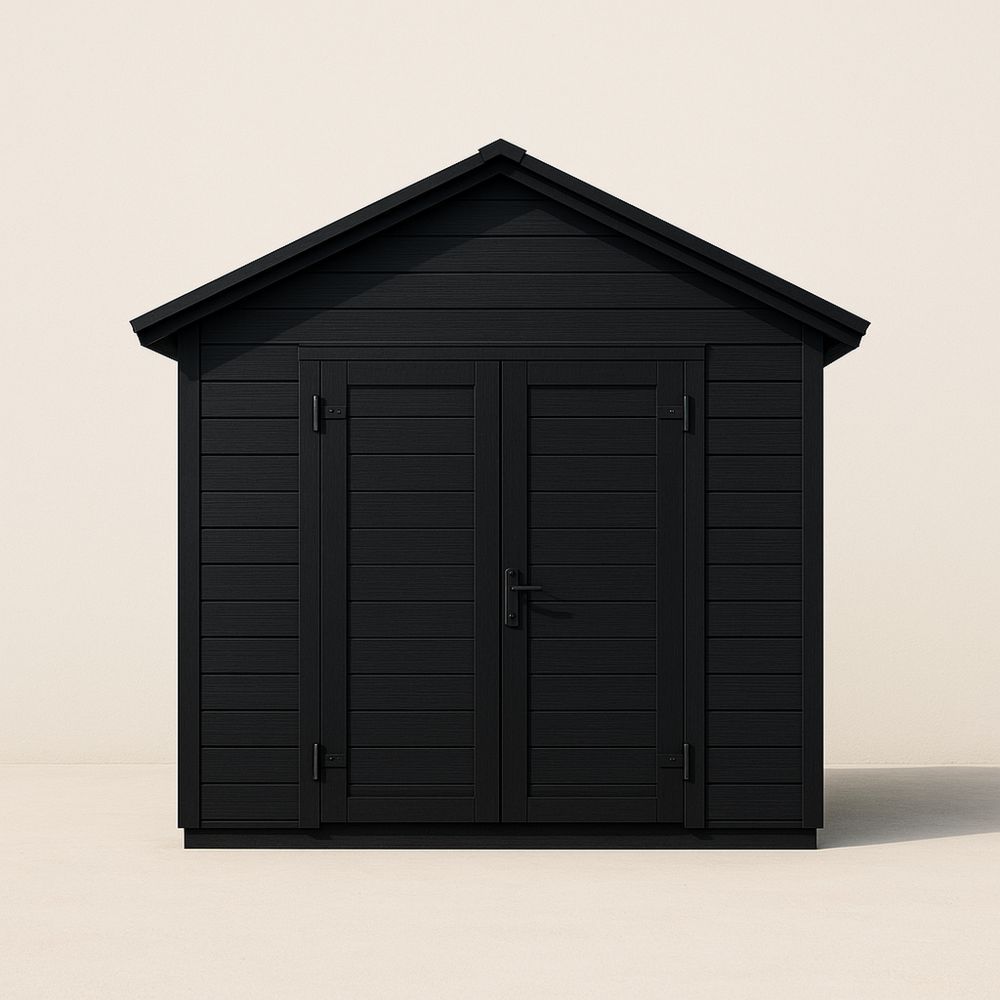 Casetta da Giardino in Plastica con Doppia Porta Nera 240x320 cm