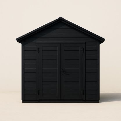 Casetta da Giardino in Plastica con Doppia Porta Nera 240x320 cm