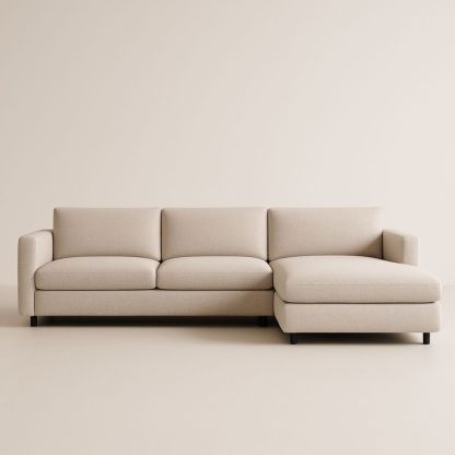 Divano Angolare 3 Posti Tessuto Beige