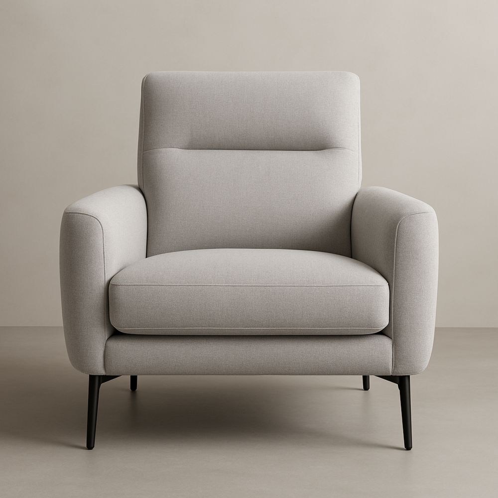 Poltrona in Tessuto Grigio Gambe in Metallo