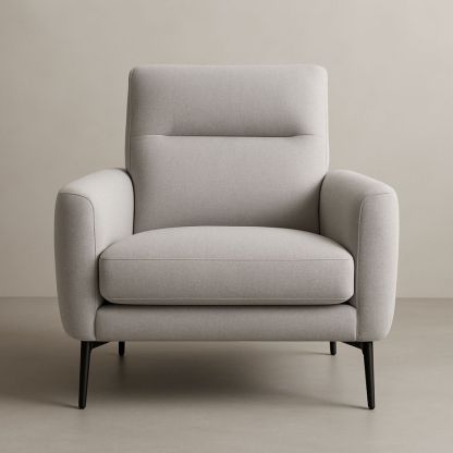 Poltrona in Tessuto Grigio Gambe in Metallo