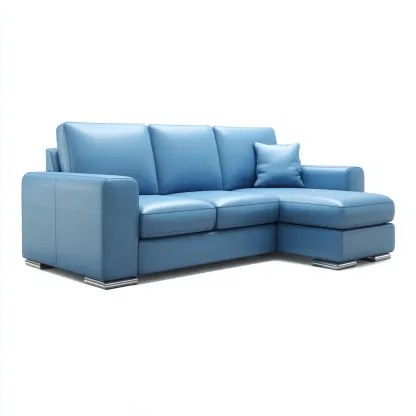 Canapé d'angle-cuir-215x145x85 cm-Bleu-Style moderne-Airyara