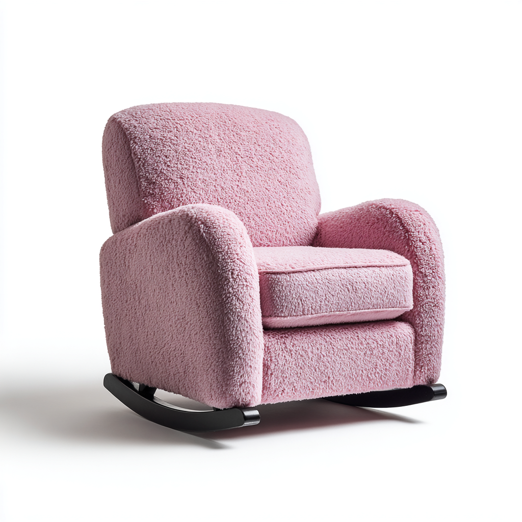 Fauteuil à bascule-tissu-métal-92x74x94 cm-rose-style moderne-Airyara
