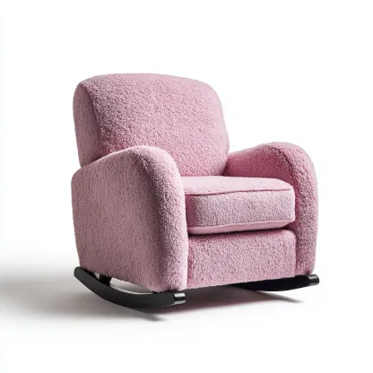 Fauteuil à bascule-tissu-métal-92x74x94 cm-rose-style moderne-Airyara