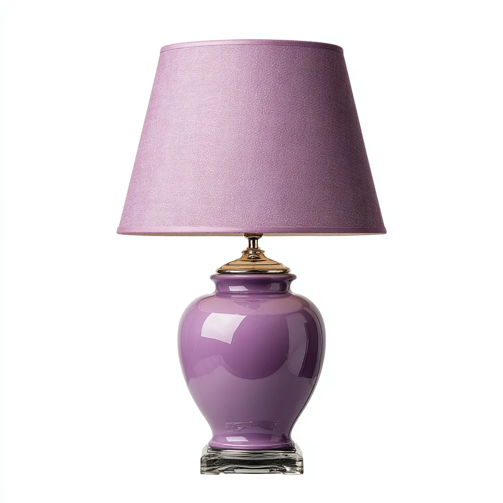 Lampe de table-Céramique-Tissu-Métal-Verre-25x25x50 cm-Violet-Violet clair-Design moderne-Airyara