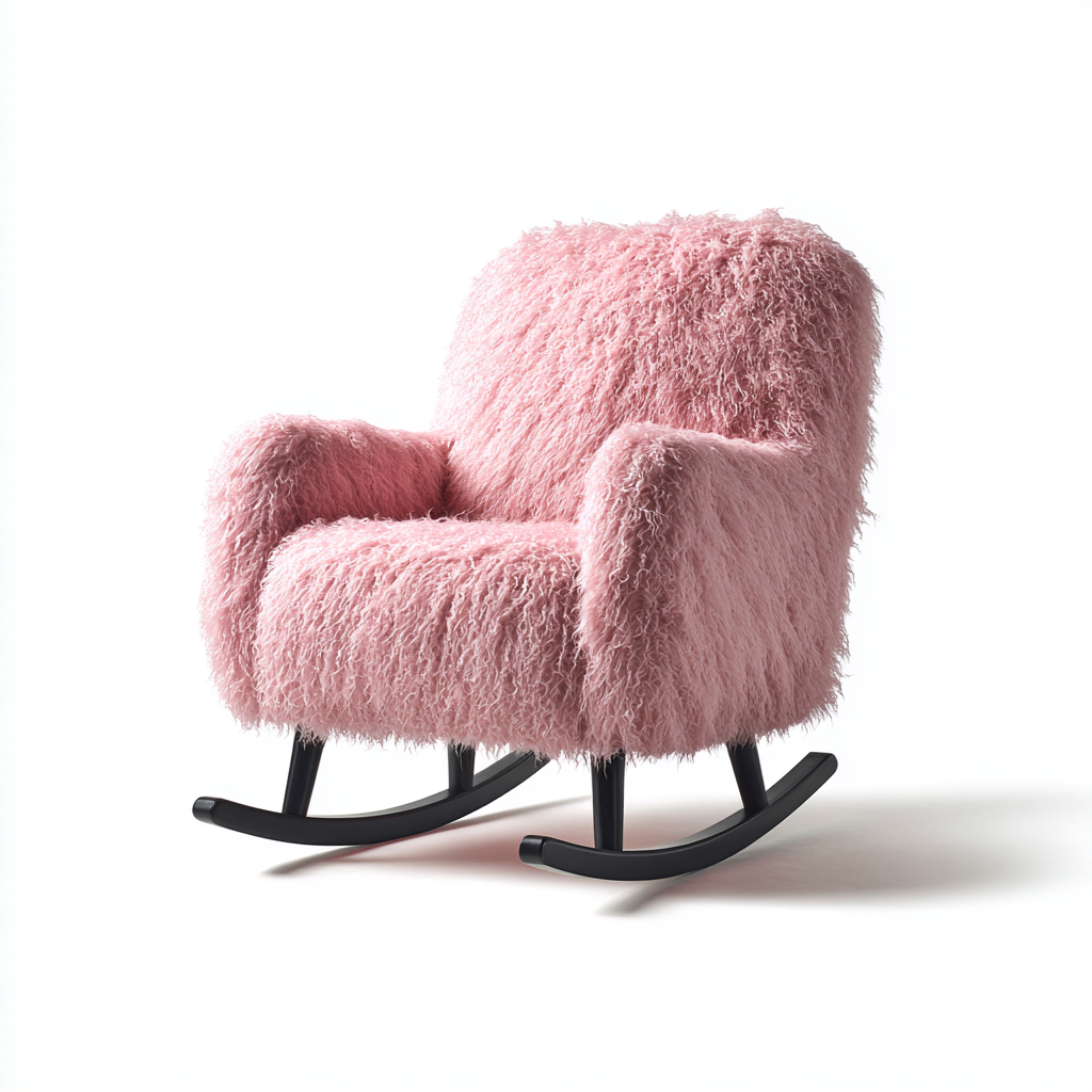Fauteuil à bascule-tissu-90x74x92 cm-rose-style moderne-Airyara
