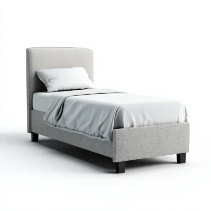 Lit simple-Tissu-Bois-205x101x112 cm-Gris-Design moderne-Airyara