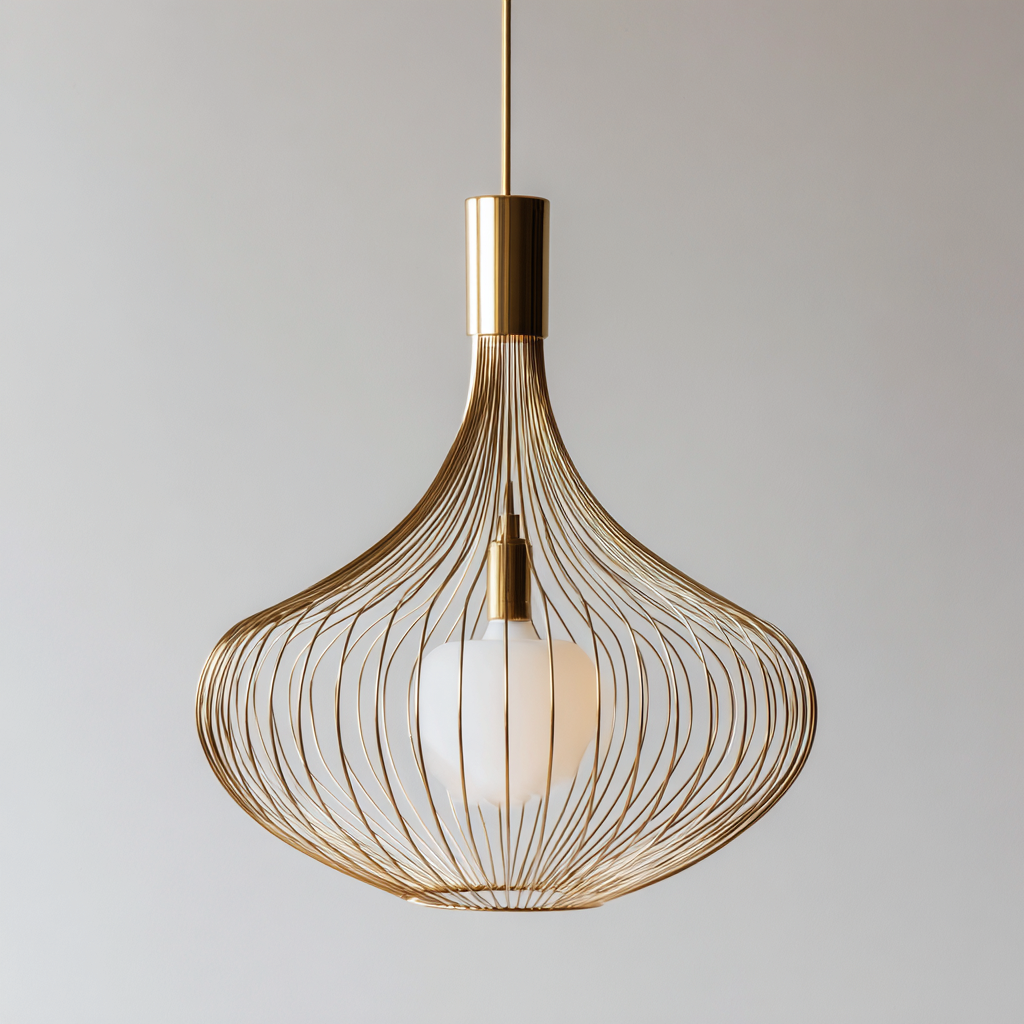 Plafonnier-Métal-40x40x38 cm-Or-Blanc-Style moderne-Airyara