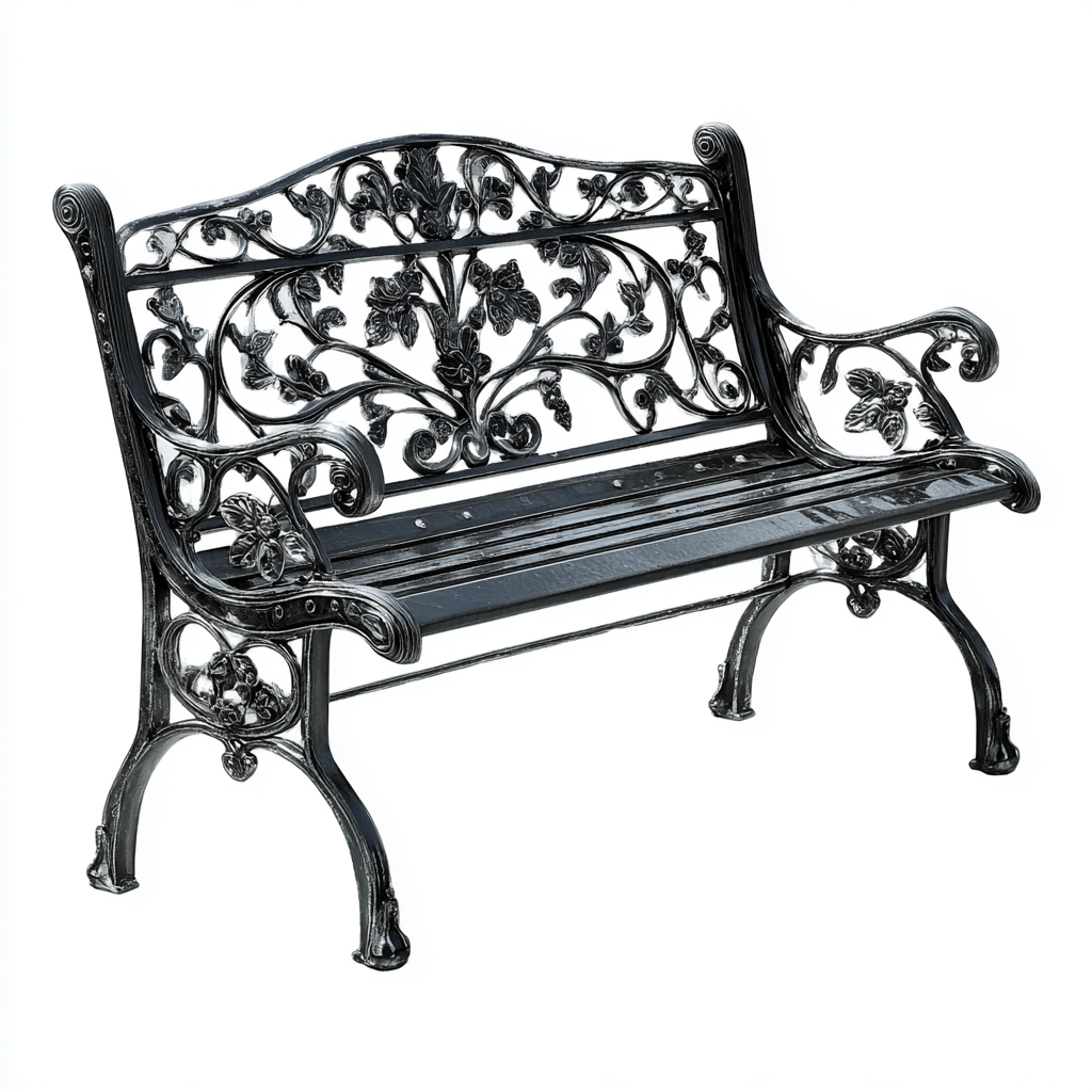 Banc de jardin-métal-114x58x80 cm-noir-style classique-Airyara