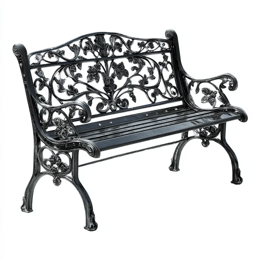 Banc de jardin-métal-114x58x80 cm-noir-style classique-Airyara