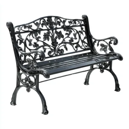 Banc de jardin-métal-114x58x80 cm-noir-style classique-Airyara