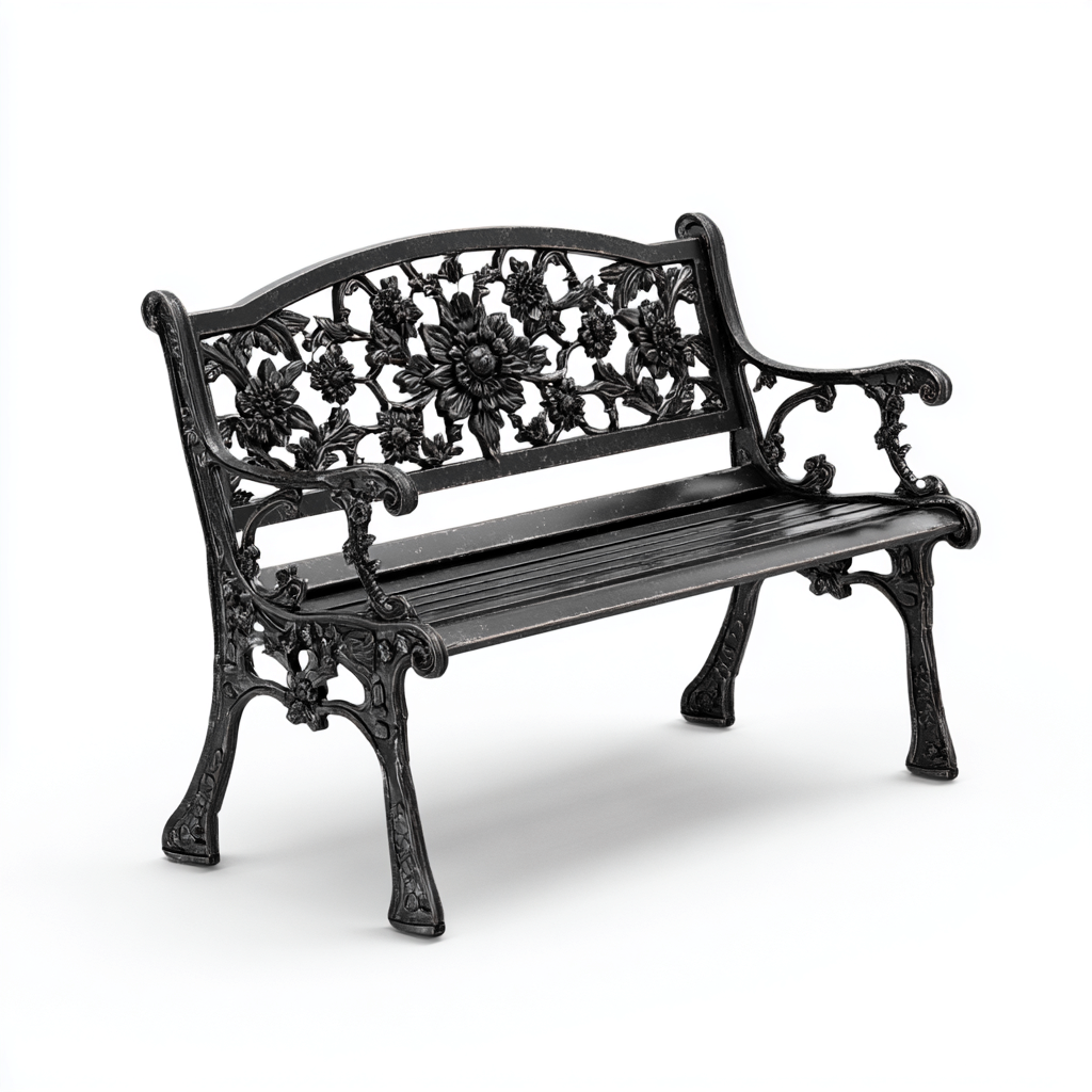 Banc de jardin-métal-122x57x82 cm-noir-style classique-Airyara