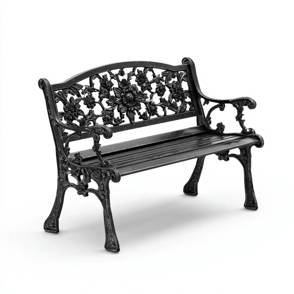 Banc de jardin-métal-122x57x82 cm-noir-style classique-Airyara