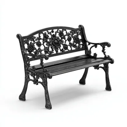 Banc de jardin-métal-122x57x82 cm-noir-style classique-Airyara